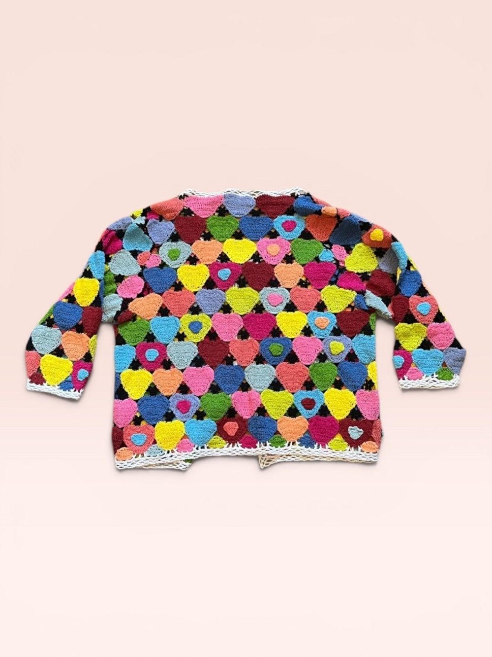 Vintage Y2K Crochet Granny Square Floral Cardigan Sweater Boho Festival M Color - Picture 4 of 9